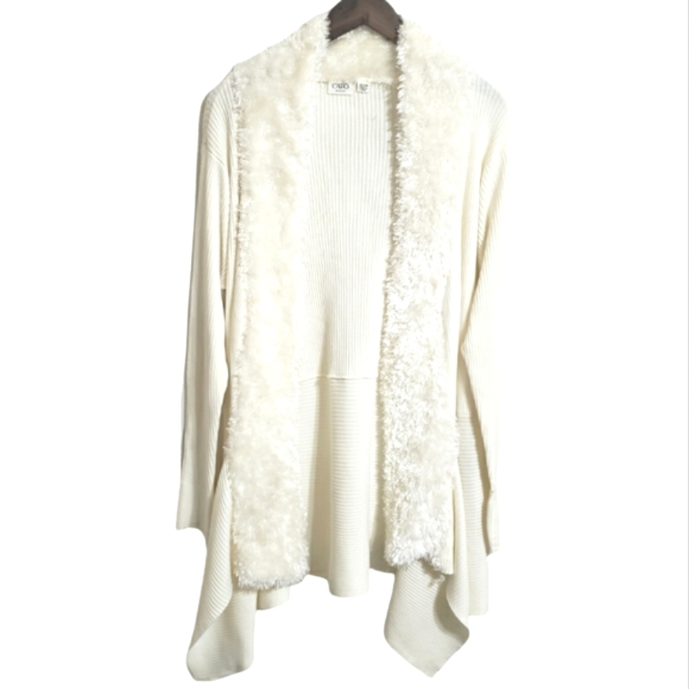 NWOT Cato Open Front Cardigan Sweater with Faux Fur Trim Size 22/24W